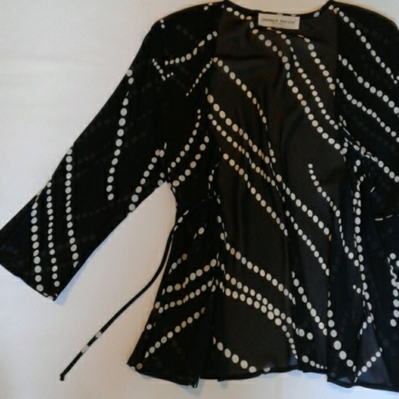 Donna Ricco Kimono Style Coverup Semi Sheer Top - Picture 4 of 8